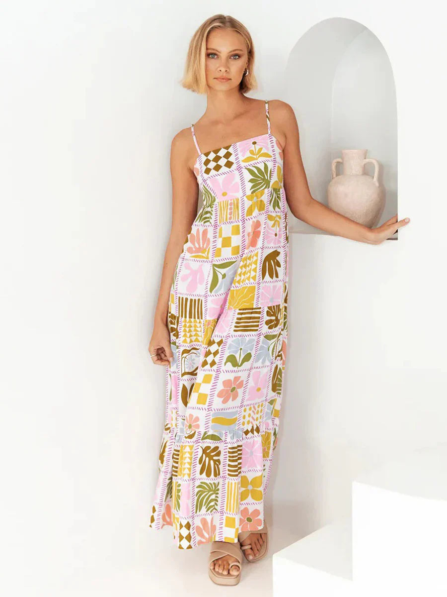 BellaGrace Sleeveless Maxi Dress with Square Neckline for Casual Comfort
