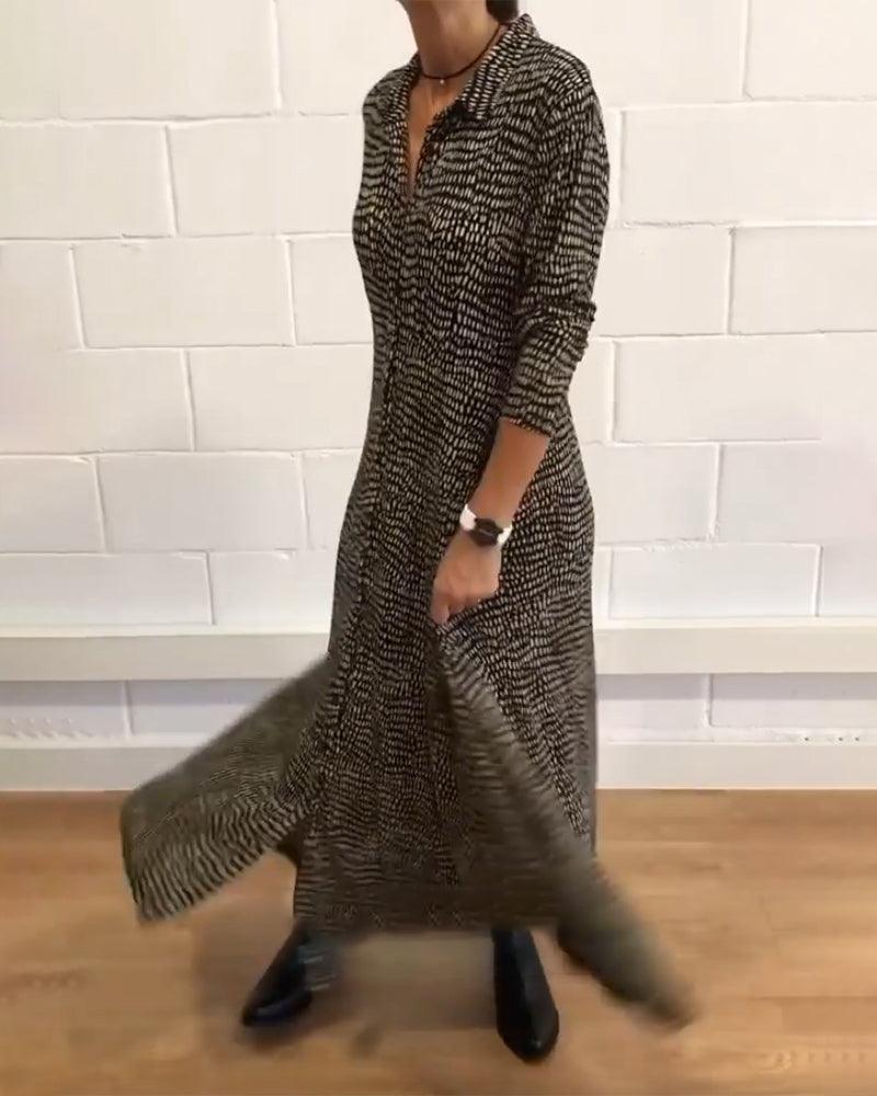 SophiaGrace Flowing Maxi Dress with Striking Pattern and Handy Pockets for Women