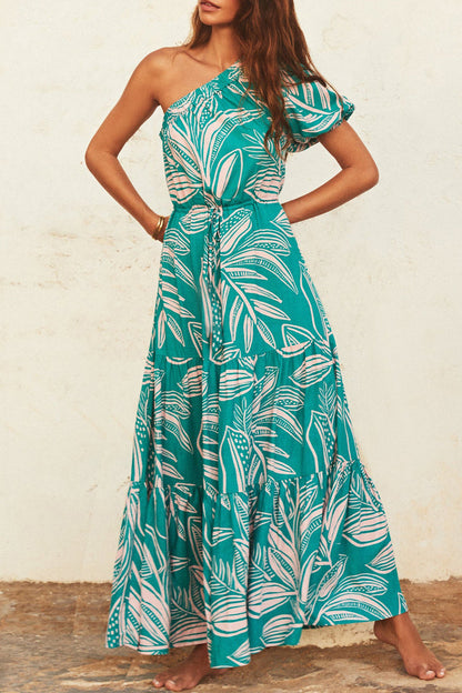 EllaBlossom Backless Floral Dress with Slash Neckline for Women