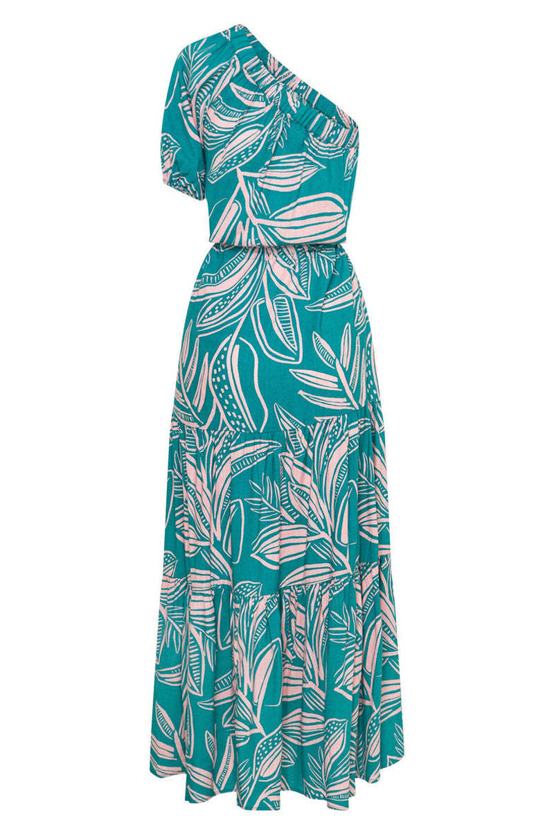 EllaBlossom Backless Floral Dress with Slash Neckline for Women