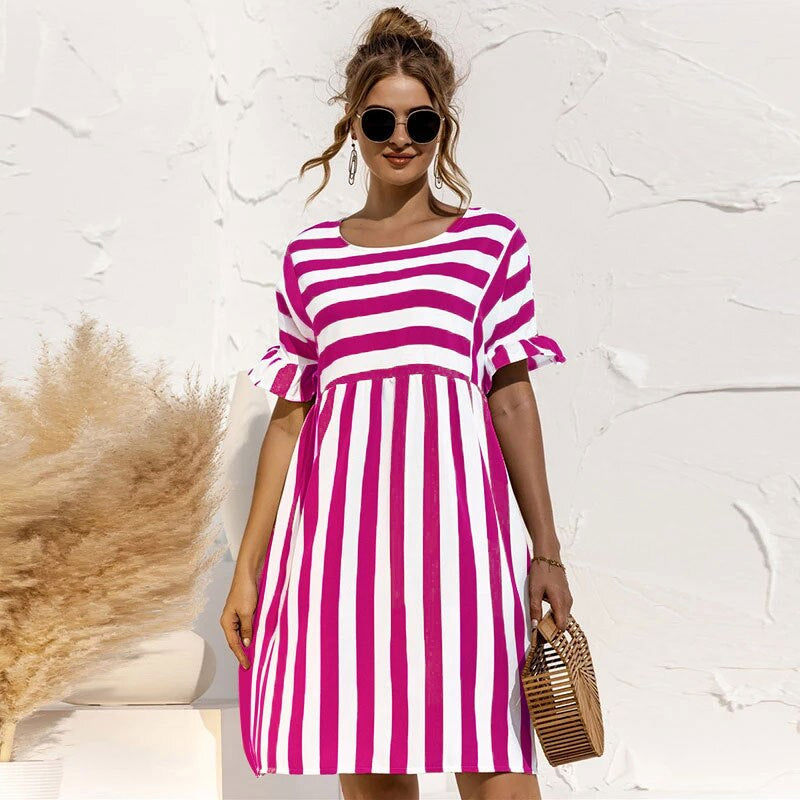 Elegancia Vertical Stripe Maxi Dress for Effortless Style