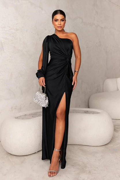 LuxeGala Satin Evening Dress for Timeless Elegance