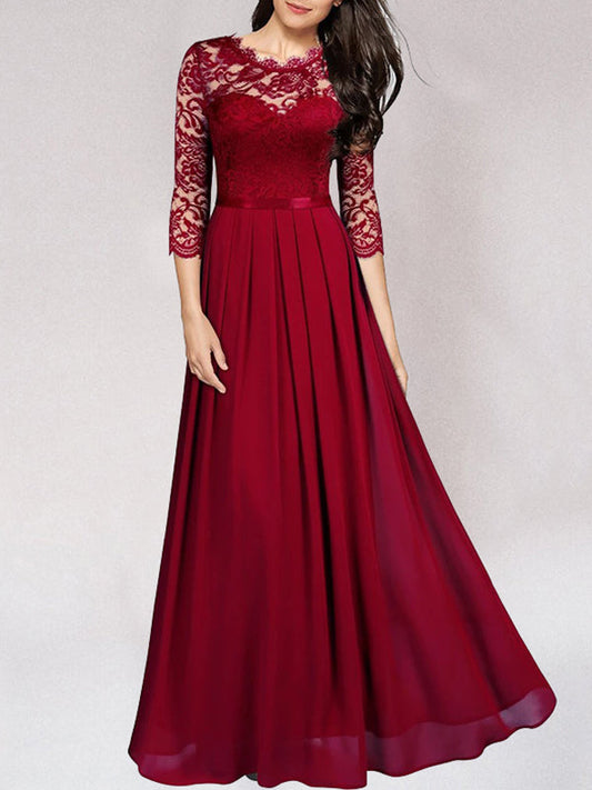 CharmChic Exquisite Long Lace Bridesmaid Dress