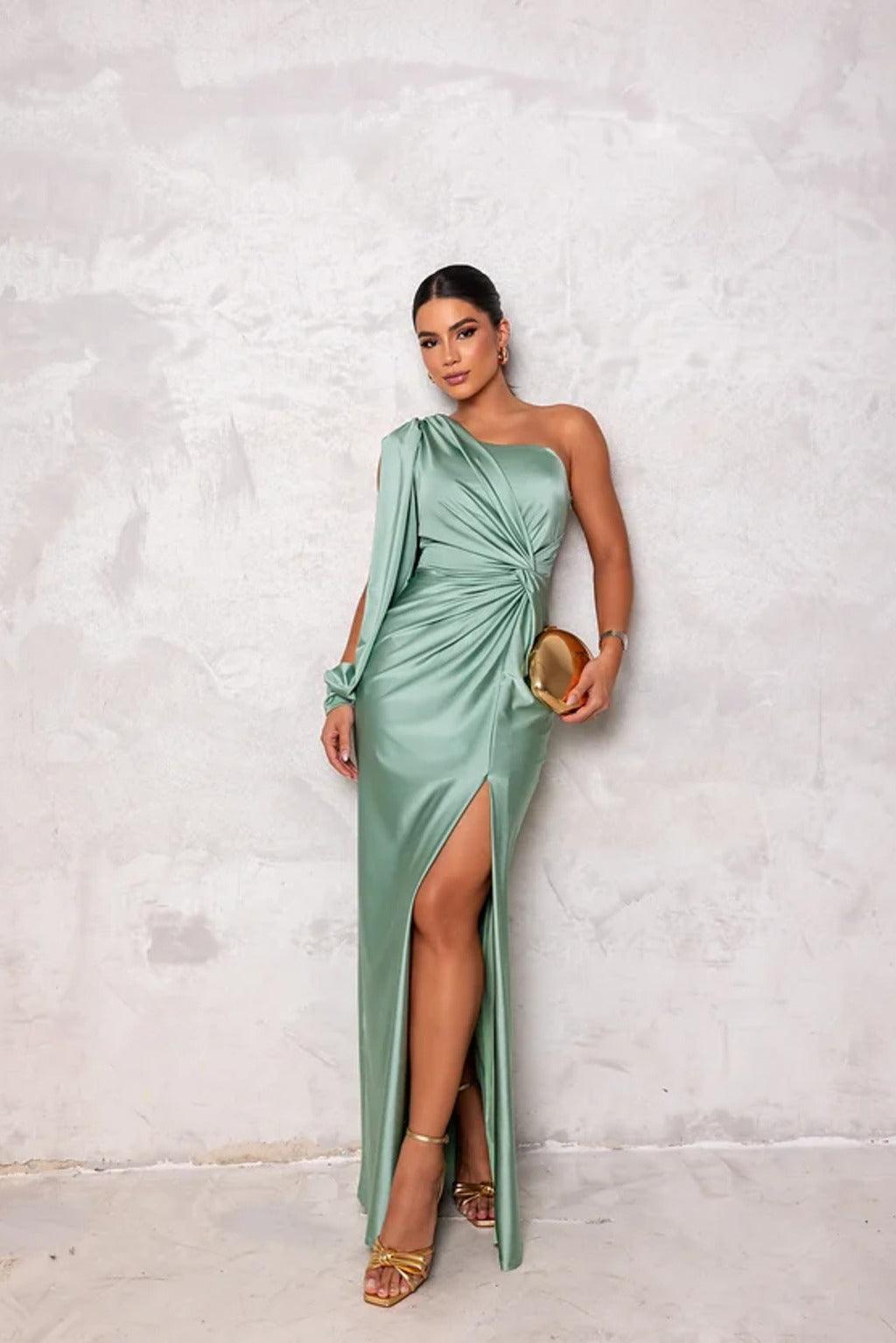 LuxeGala Satin Evening Dress for Timeless Elegance
