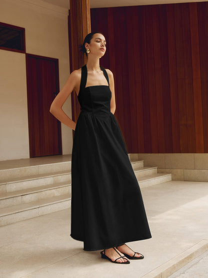 Effortless Elegance Halter Maxi Dress – Sleeveless Summer Style for Women