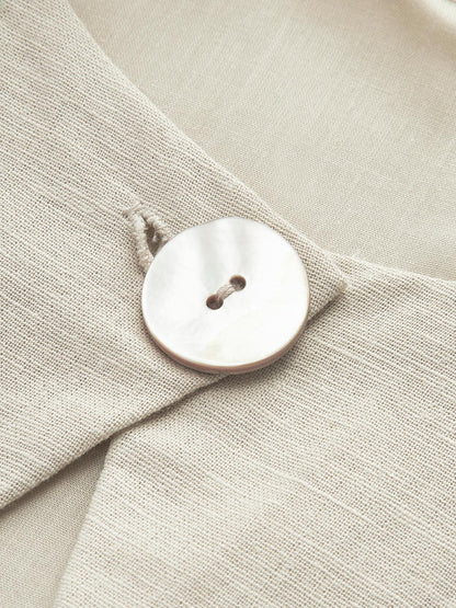 ClaraGrace Cotton-Linen Maxi Dress with Elegant Cut-Out Detailing