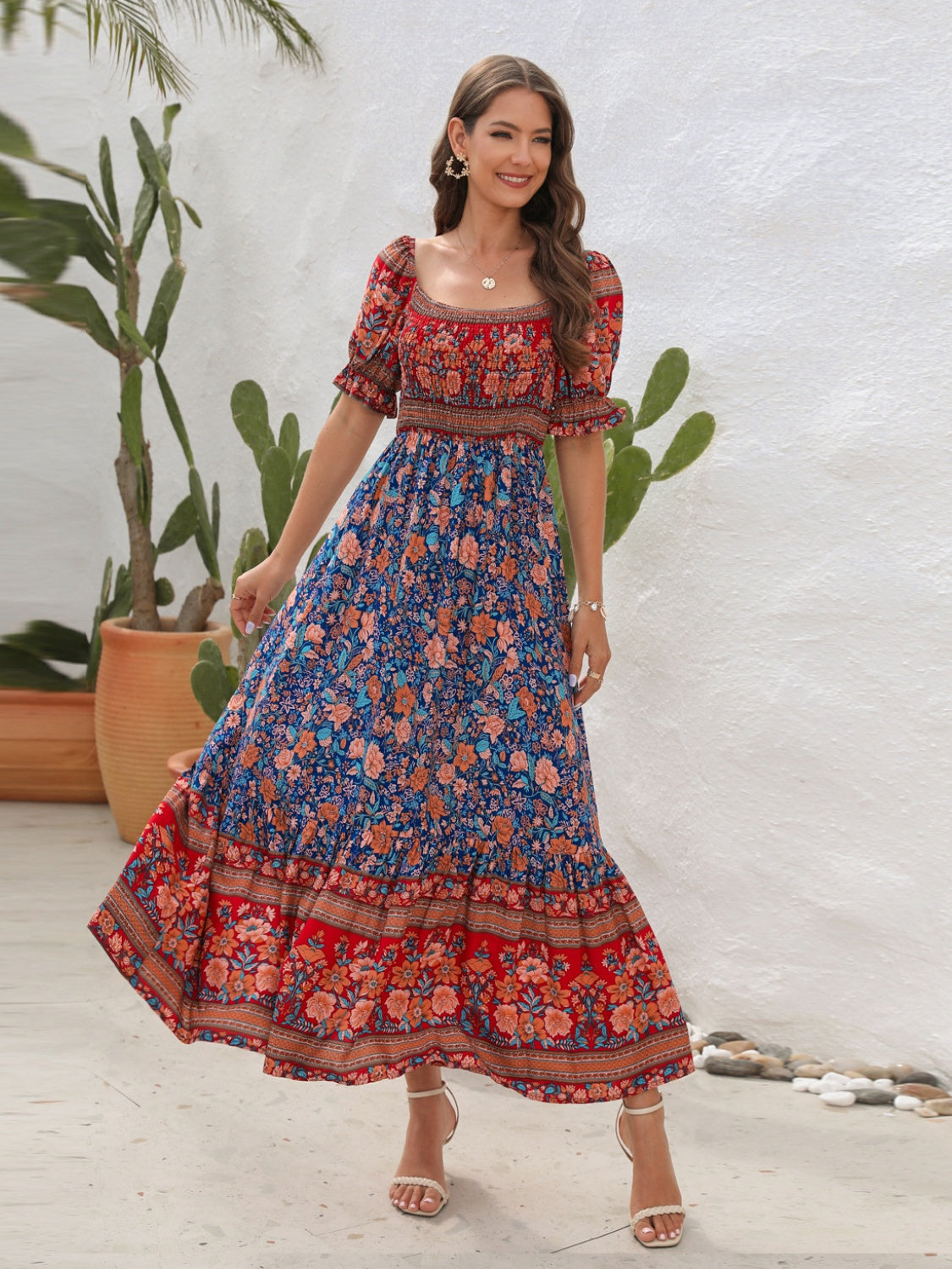 Evelyn's Bohemian Floral Maxi Dress – Lightweight Cotton for Summer