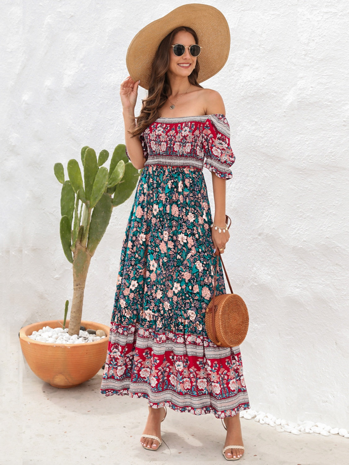Evelyn's Bohemian Floral Maxi Dress – Lightweight Cotton for Summer
