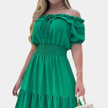 Elara Chic Maxi Dress with Off-Shoulder Elegance