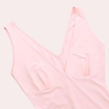 BelleFemme Elegant Sleeveless V-Neck Dress with High-Low Hem