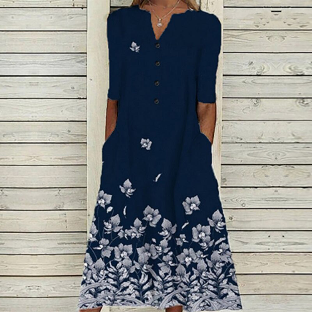 Aurora - Charming Floral Cotton Dress for Summer Sophistication