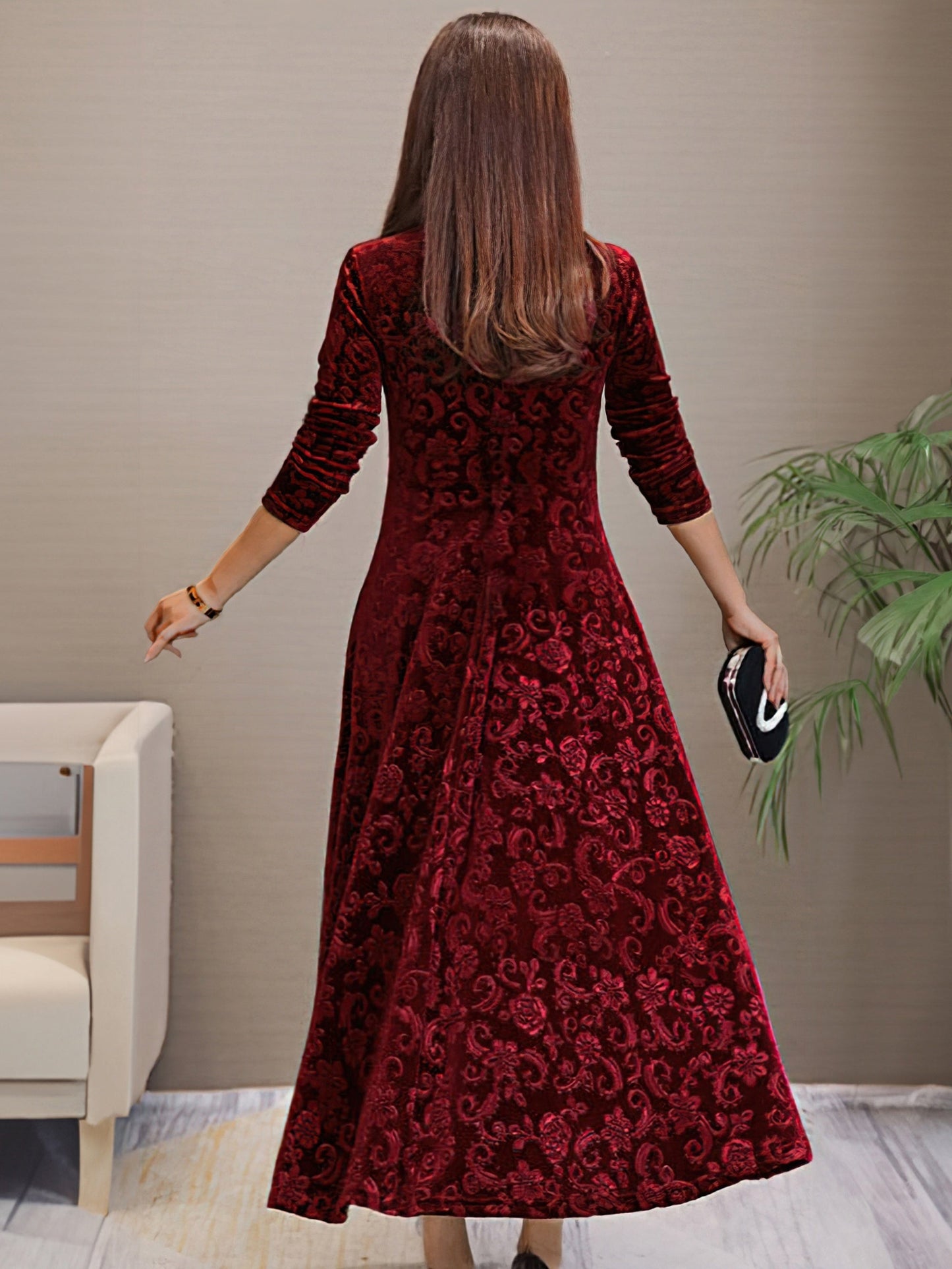 Isabella Luxe Velvet Long Dress for Formal Occasions
