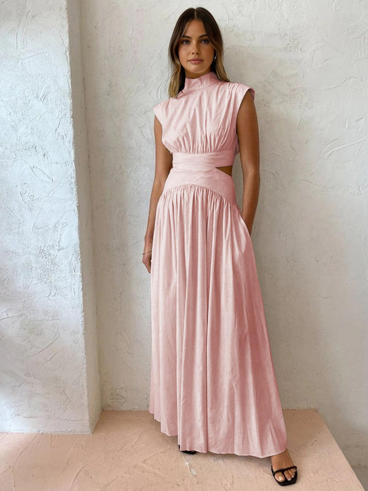 EvaGrace Sleeveless Maxi Dress with Stylish Cutout Waist