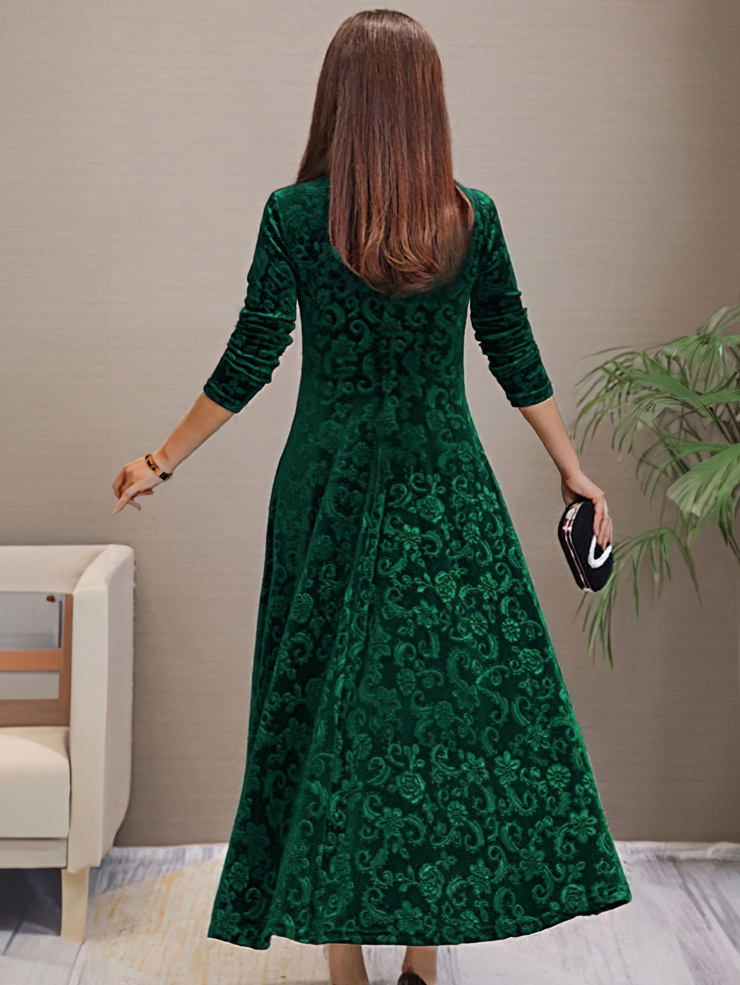 Isabella Luxe Velvet Long Dress for Formal Occasions