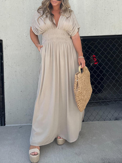 ElegantEase Women's Maxi Dress with Smocked Waist